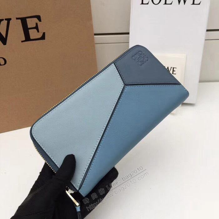 LOEWE錢包 122N89 頭層皮幾何錢包 羅意威原單長錢包  sl2052